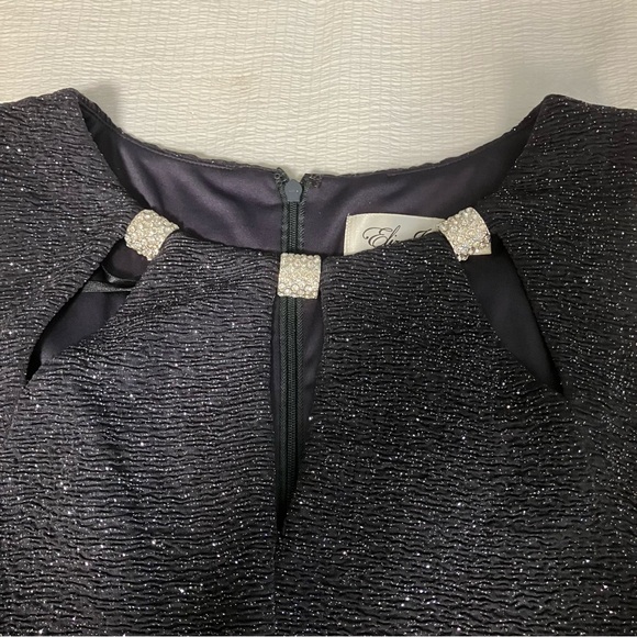 Eliza J Cocktail Dress Black with Mtalic Sparkle size 6 - Picture 8 of 9